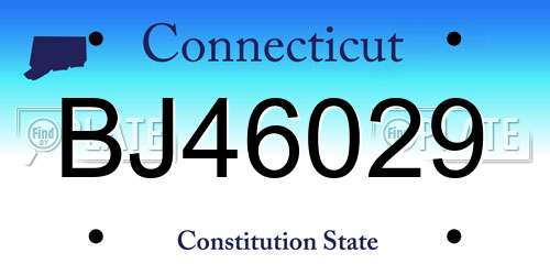 BJ46029 Connecticut License Plate