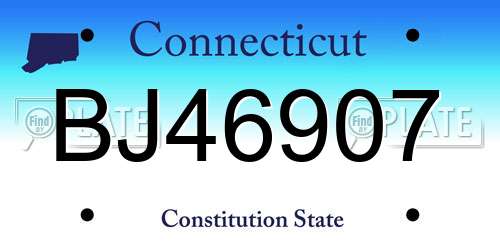 BJ46907 Connecticut License Plate
