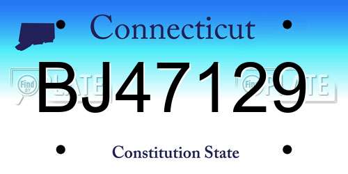BJ47129 Connecticut License Plate