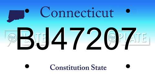 BJ47207 Connecticut License Plate