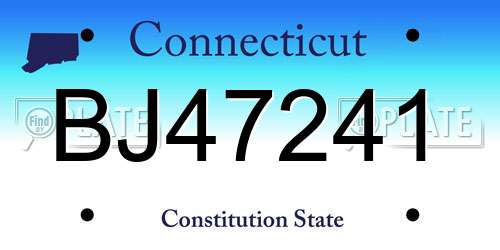 BJ47241 Connecticut License Plate