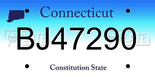 BJ47290 Connecticut License Plate