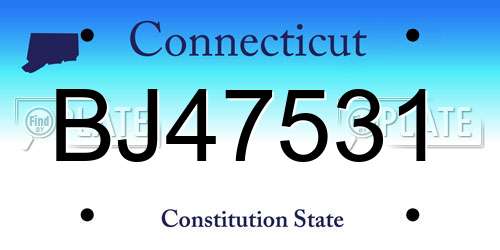 BJ47531 Connecticut License Plate