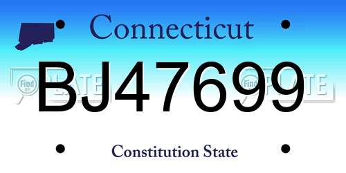 BJ47699 Connecticut License Plate