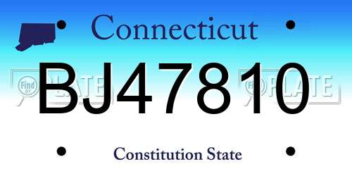 BJ47810 Connecticut License Plate