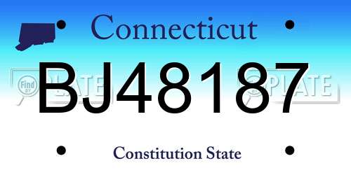 BJ48187 Connecticut License Plate