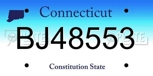 BJ48553 Connecticut License Plate