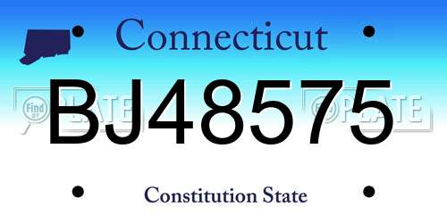 BJ48575 Connecticut License Plate