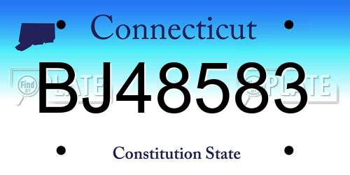 BJ48583 Connecticut License Plate