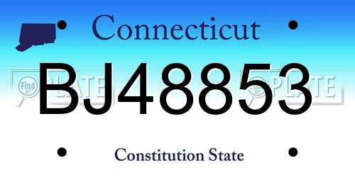 BJ48853 Connecticut License Plate
