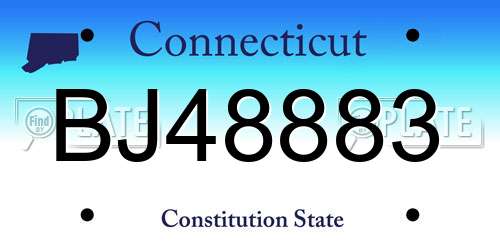BJ48883 Connecticut License Plate