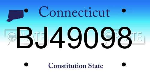 BJ49098 Connecticut License Plate