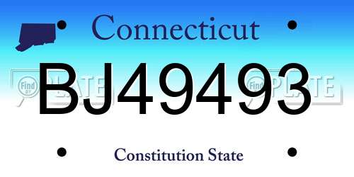 BJ49493 Connecticut License Plate