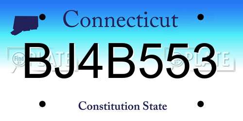 BJ4B553 Connecticut License Plate