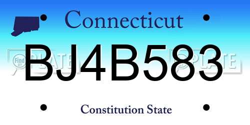 BJ4B583 Connecticut License Plate