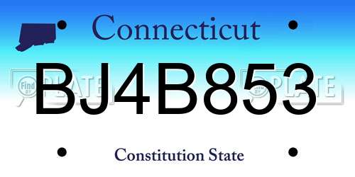 BJ4B853 Connecticut License Plate