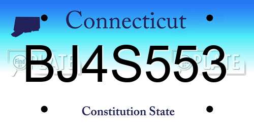 BJ4S553 Connecticut License Plate