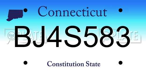 BJ4S583 Connecticut License Plate