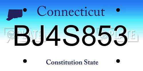 BJ4S853 Connecticut License Plate