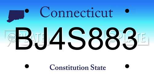BJ4S883 Connecticut License Plate