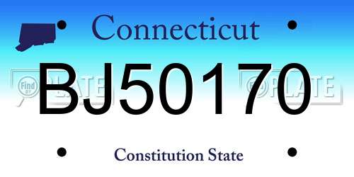 BJ50170 Connecticut License Plate