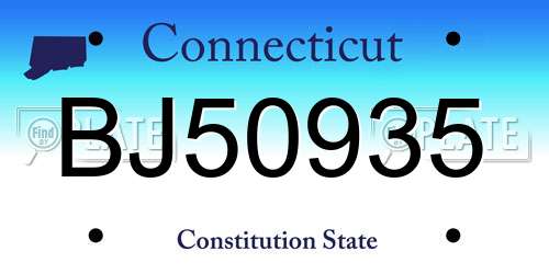 BJ50935 Connecticut License Plate