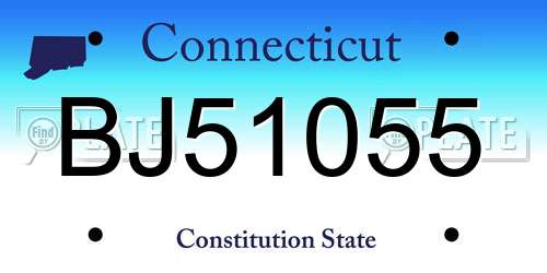 BJ51055 Connecticut License Plate