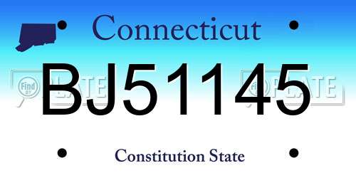BJ51145 Connecticut License Plate