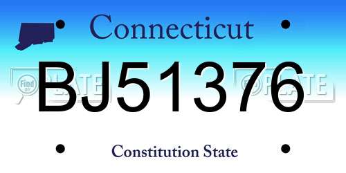 BJ51376 Connecticut License Plate