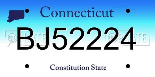 BJ52224 Connecticut License Plate
