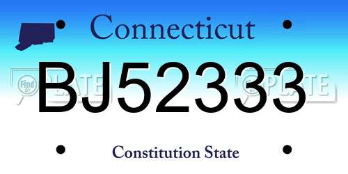 BJ52333 Connecticut License Plate