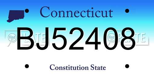 BJ52408 Connecticut License Plate