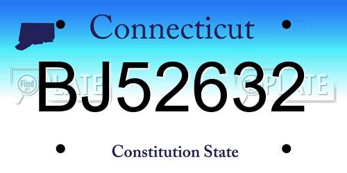 BJ52632 Connecticut License Plate