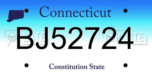BJ52724 Connecticut License Plate
