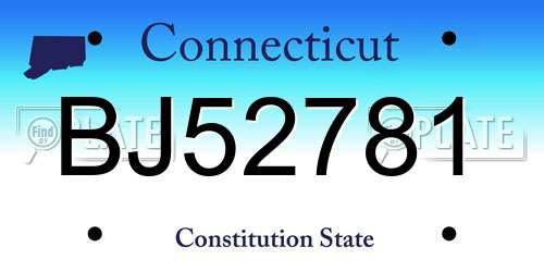 BJ52781 Connecticut License Plate