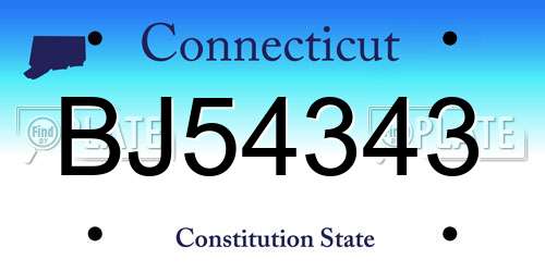 BJ54343 Connecticut License Plate