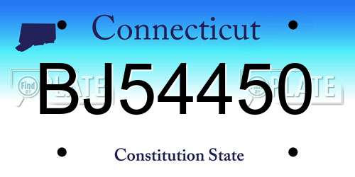 BJ54450 Connecticut License Plate