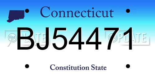 BJ54471 Connecticut License Plate