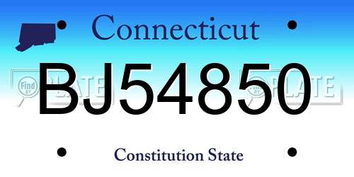 BJ54850 Connecticut License Plate