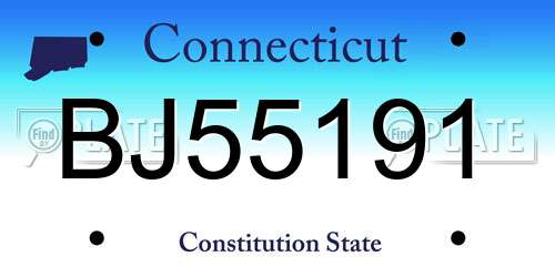 BJ55191 Connecticut License Plate