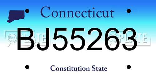 BJ55263 Connecticut License Plate