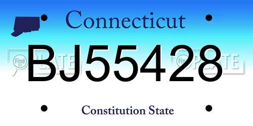 BJ55428 Connecticut License Plate