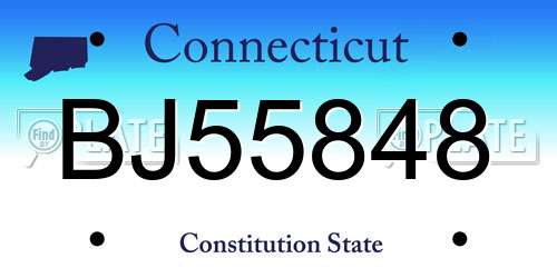 BJ55848 Connecticut License Plate