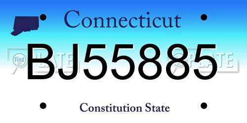 BJ55885 Connecticut License Plate