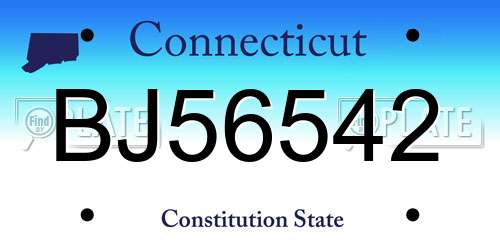 BJ56542 Connecticut License Plate