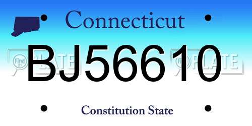 BJ56610 Connecticut License Plate