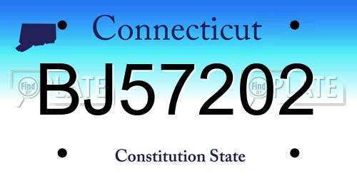 BJ57202 Connecticut License Plate