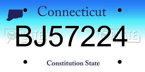 BJ57224 Connecticut License Plate