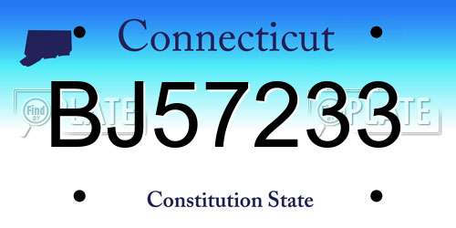 BJ57233 Connecticut License Plate