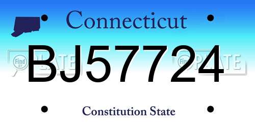 BJ57724 Connecticut License Plate